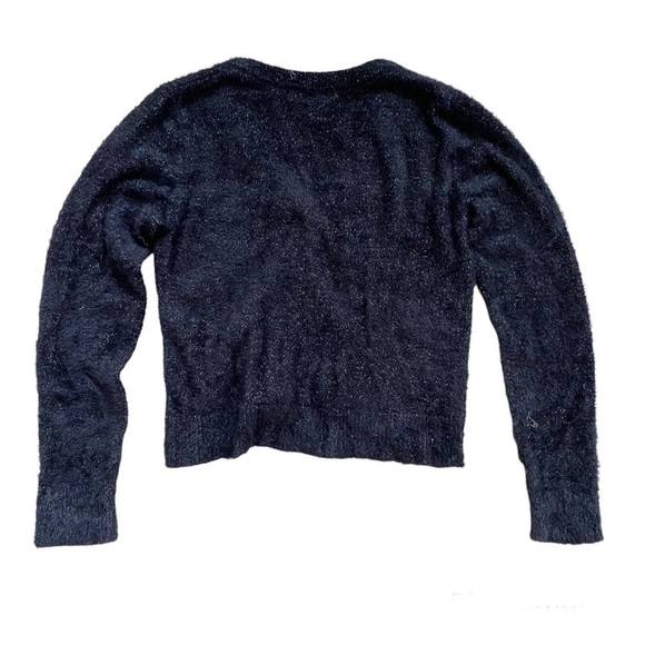 Cat & Jack Fuzzy Cardigan Sweater Black and Metallic Large 10/12 - Picture 2 of 4